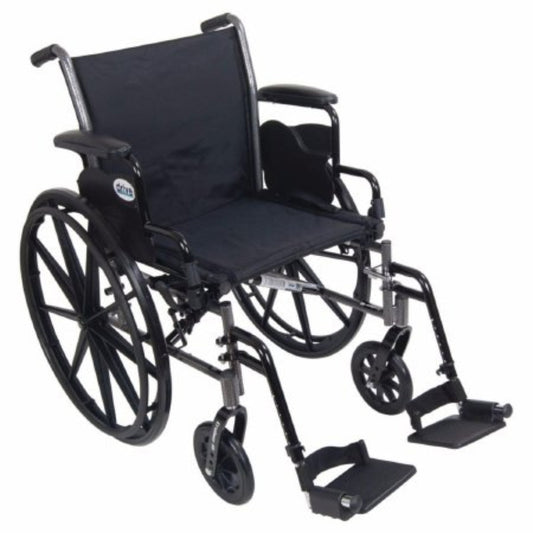 Patterson Medical - Lightweight Wheelchair Dual Axle Desk Length Arm Swing-Away Footrest Black Upholstery 18 Inch Seat Width Adult 350 lbs. Weight Capacity - 565464