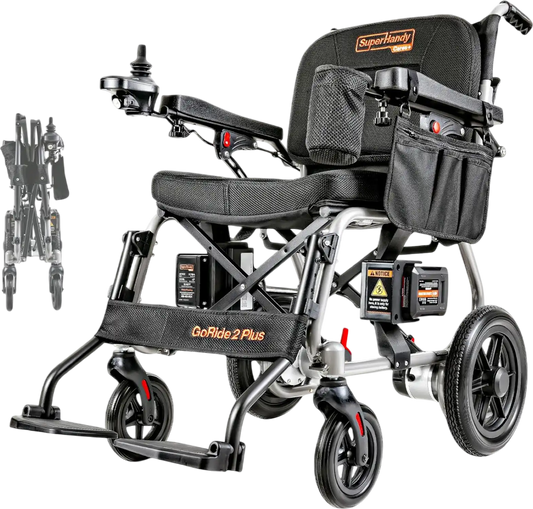 Super Handy GUT188 GoRide 2 Plus Electric Wheelchair Foldable Zero-Turn 3.7 MPH 4 Mile Range New - GUT188