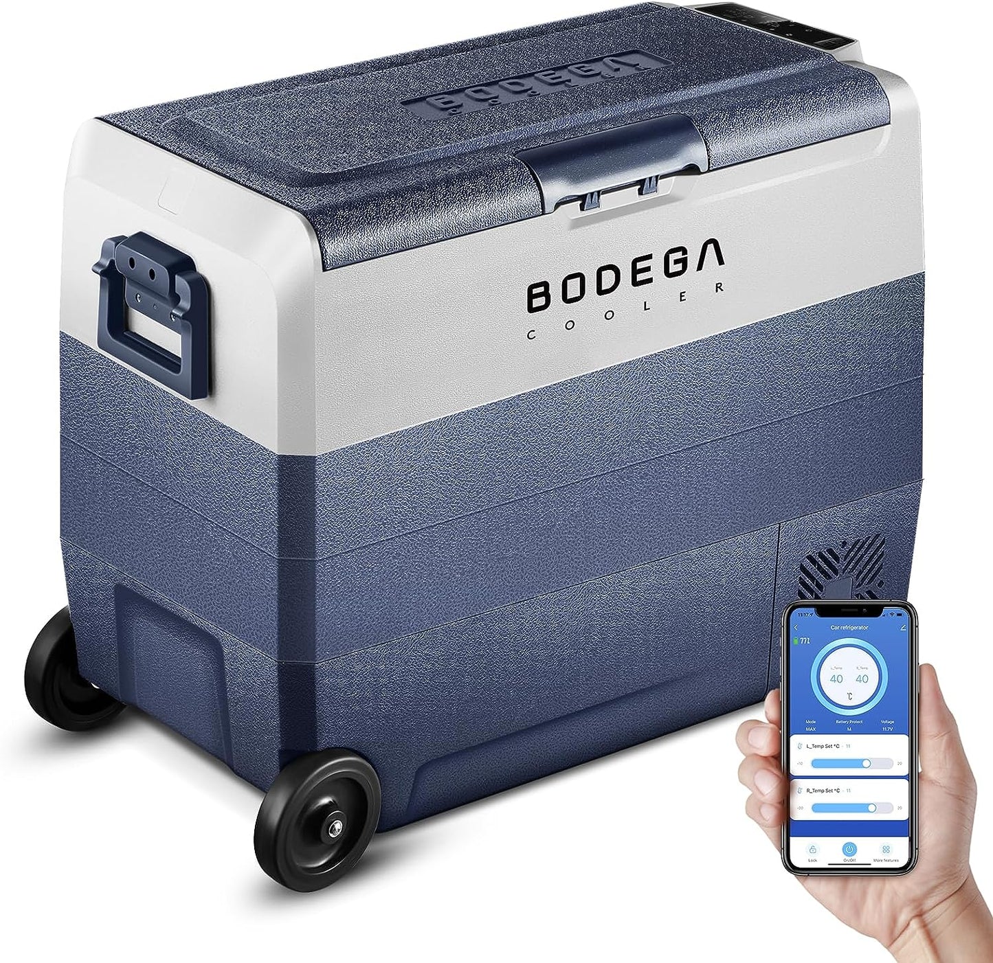 BODEGAcooler 12V Fridge 64qt/60L with Wheels Dual Zone T60