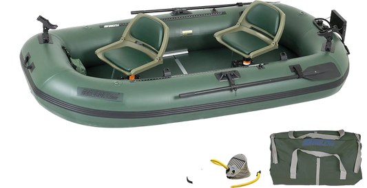 Sea Eagle Stealth Stalker STS10 Inflatable Portable Frameless Fishing Boat Pro Package Green STS10K_P New - STS10K_P