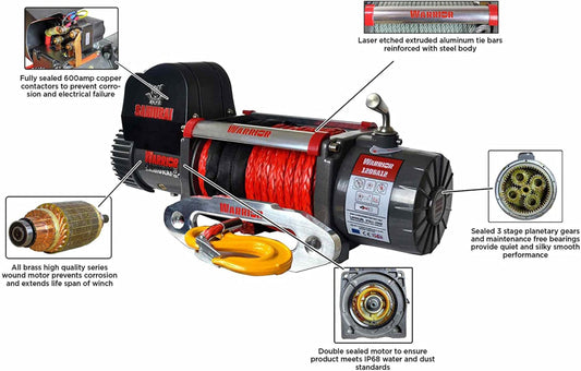 DK2 8000-SR 8,000 lbs. Capacity Warrior Spartan Electric Synthetic Winch New - 8000-SR