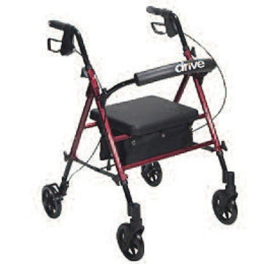 Patterson Medical- Bariatric 4 Wheel Rollator Burgundy Adjustable Height / Extra Wide / Folding Steel Frame - 081584853