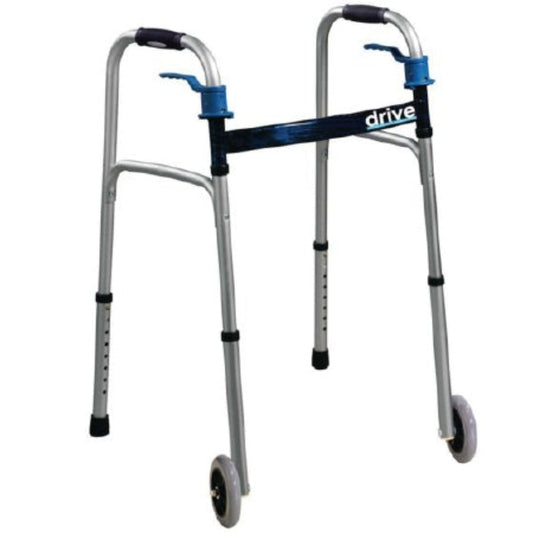 Patterson Medical- Dual Release Folding Walker Adjustable Height Aluminum Frame 350 lbs. Weight Capacity 32 to 39 Inch Height - 565646