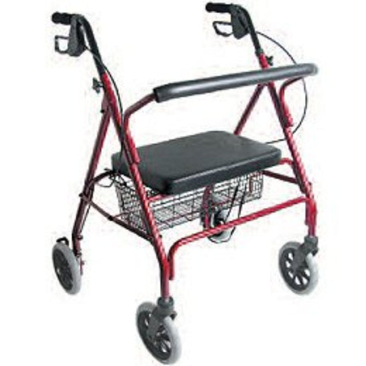 Patterson Medical- Bariatric 4 Wheel Rollator Burgundy Adjustable Height / Extra Wide / Folding Steel Frame - 081584853