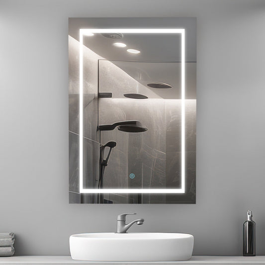 Aquadom Royale Basic Q 24" x 30" Rectangular Single View Right-Hinged Recessed or Surface Mount Medicine Cabinet With LED Lighting, Touch Screen Button, Dimmer - RBQ-2430R-N