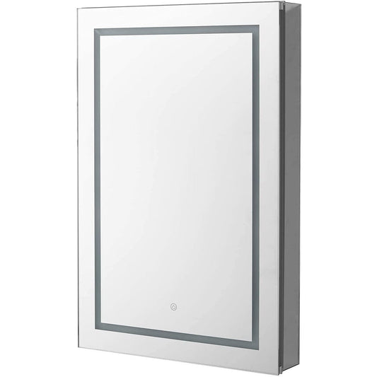 Aquadom Royale Plus 24" x 30" Rectangle Recessed or Surface Mount Single View Left Hinged LED Lighted Bathroom Medicine Cabinet With Defogger, Electrical Outlet, Magnifying Mirror - RP-2430L-N