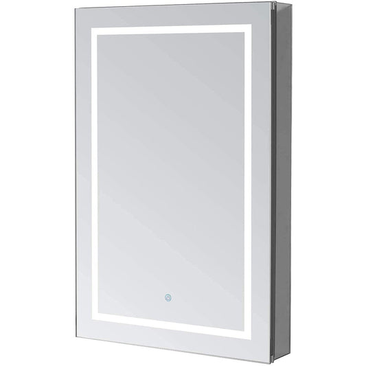 Aquadom Royale Plus 24" x 30" Rectangle Recessed or Surface Mount Single View Right Hinged LED Lighted Bathroom Medicine Cabinet With Defogger, Electrical Outlet, Magnifying Mirror - RP-2430R-N