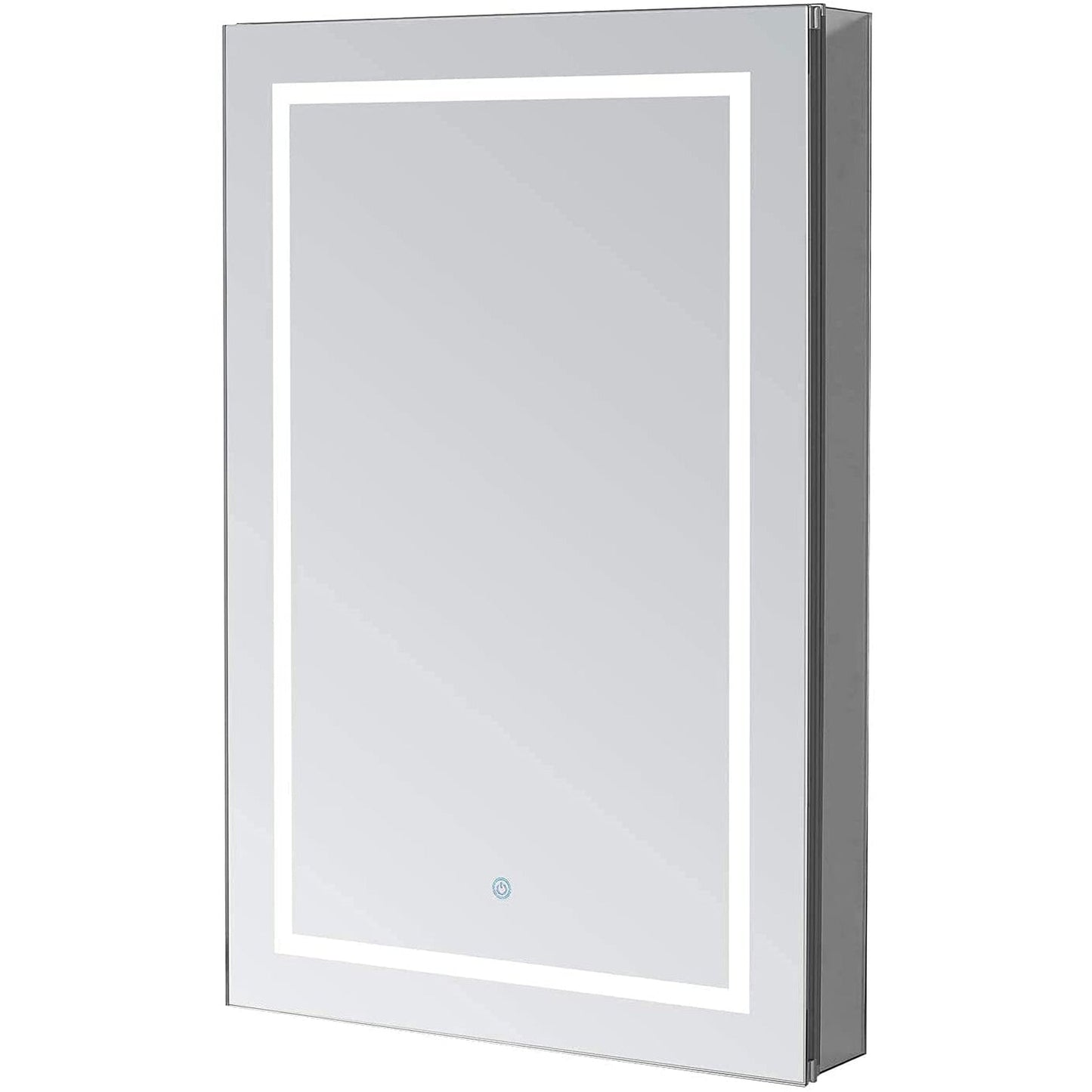 Aquadom Royale Plus 24" x 36" Rectangle Recessed or Surface Mount Single View Right Hinged LED Lighted Bathroom Medicine Cabinet With Defogger, Electrical Outlet, Magnifying Mirror - RP-2436R-N