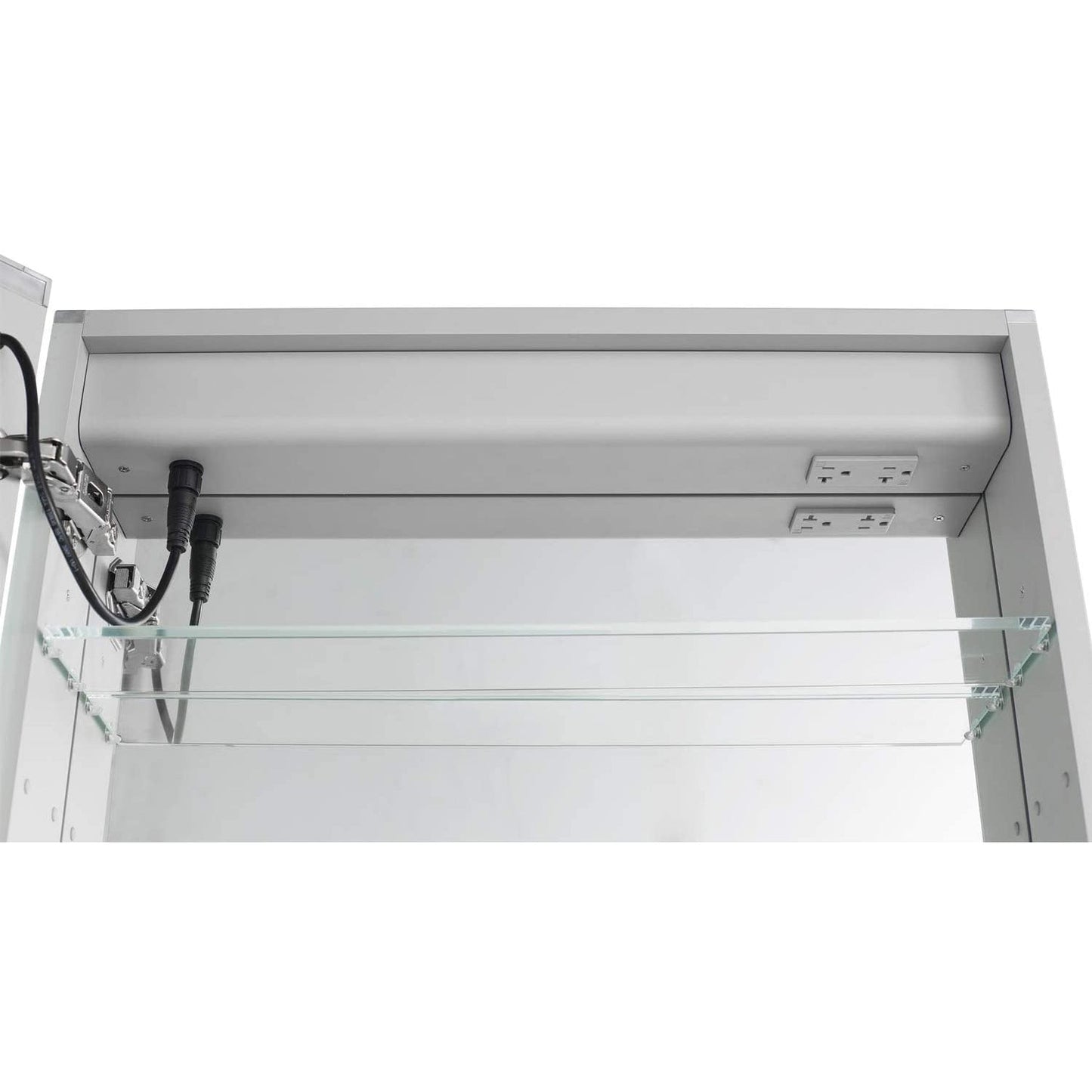 Aquadom Royale Plus 24" x 36" Rectangle Recessed or Surface Mount Single View Right Hinged LED Lighted Bathroom Medicine Cabinet With Defogger, Electrical Outlet, Magnifying Mirror - RP-2436R-N