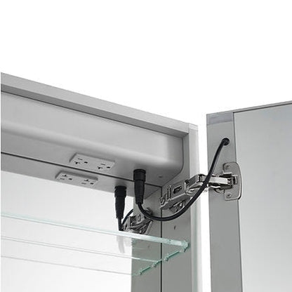 Aquadom Royale Plus 24" x 36" Rectangle Recessed or Surface Mount Single View Right Hinged LED Lighted Bathroom Medicine Cabinet With Defogger, Electrical Outlet, Magnifying Mirror - RP-2436R-N