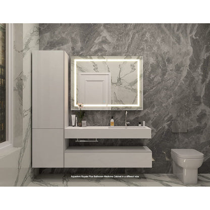 Aquadom Royale Plus 24" x 36" Rectangle Recessed or Surface Mount Single View Right Hinged LED Lighted Bathroom Medicine Cabinet With Defogger, Electrical Outlet, Magnifying Mirror - RP-2436R-N