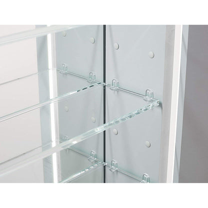 Aquadom Royale Plus 24" x 36" Rectangle Recessed or Surface Mount Single View Right Hinged LED Lighted Bathroom Medicine Cabinet With Defogger, Electrical Outlet, Magnifying Mirror - RP-2436R-N