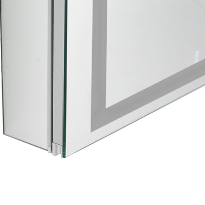 Aquadom Royale Plus 30" x 36" Rectangle Recessed or Surface Mount Bi-View LED Lighted Bathroom Medicine Cabinet With Defogger, Electrical Outlet, Magnifying Mirror - RP-3036-N