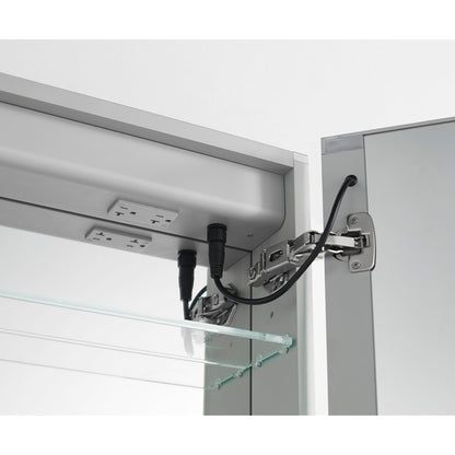 Aquadom Royale Plus 48" x 30" Extra Depth Rectangle Recessed or Surface Mount Single View LED Lighted Bathroom Medicine Cabinet With Defogger, Electrical Outlet, Magnifying Mirror - RPX-4830-6
