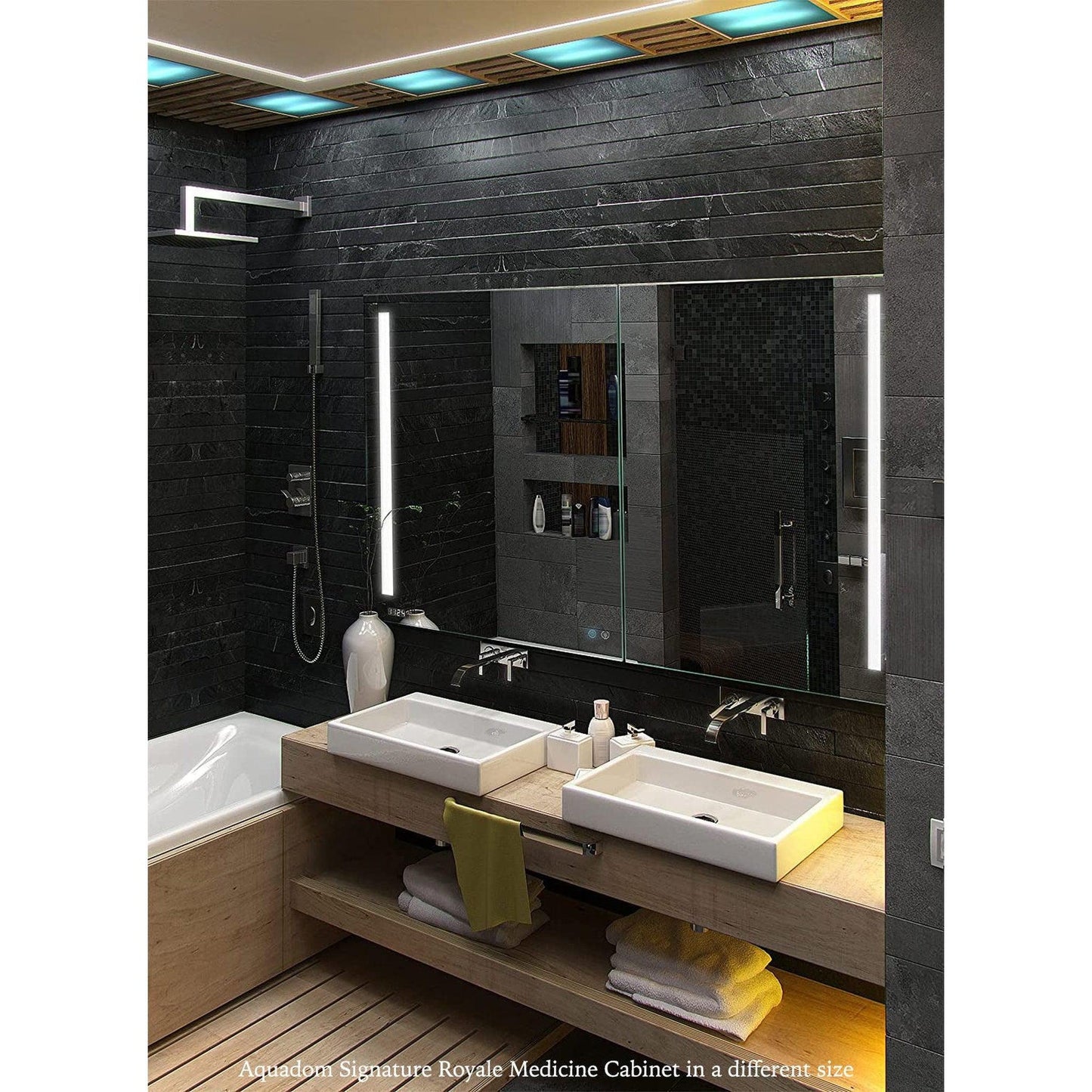 Aquadom Signature Royale Bi-View 36" x 30" Rectangular Medicine Cabinet With Lighting, Defogger, Integrated LED 3X Magnifying Mirror And Electrical Outlet with USB - SR-3630-N
