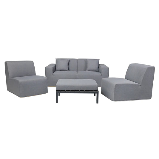 Deko Living 4 Piece Seating Gray Compressed Foam Sectional Sofa and Ottoman Set  - CIF50017