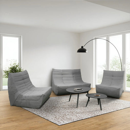 Deko Living 5 Piece Gray Compressed Foam Loveseat Sofa Chairs and Table Set  - CIF50019