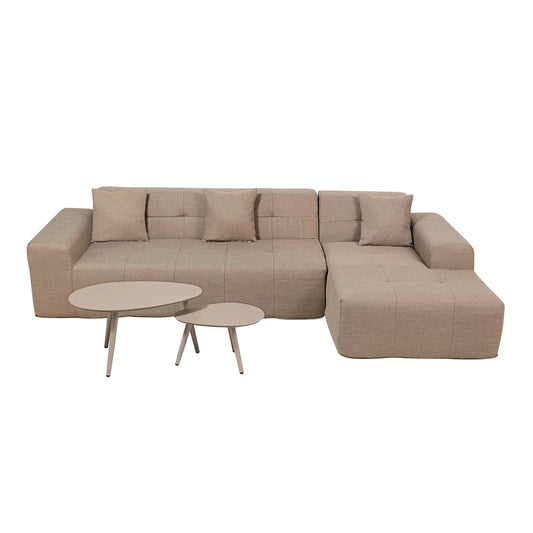 Deko Living 3 Piece Brown Compressed Foam Sectional Sofa Lounger and Table Set  - CIF50118