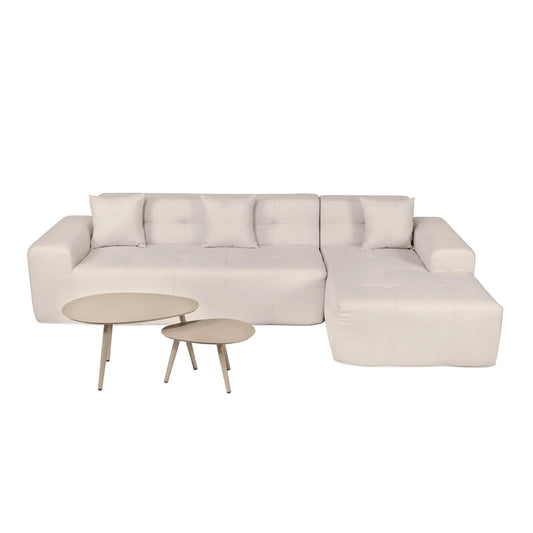 Deko Living 3 Piece Beige Compressed Foam Sectional Sofa Lounger and Table Set  - CIF50218