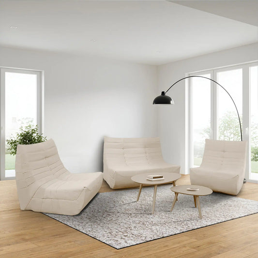 Deko Living 5 Piece Beige Compressed Foam Loveseat Sofa Chairs and Table Set  - CIF50219