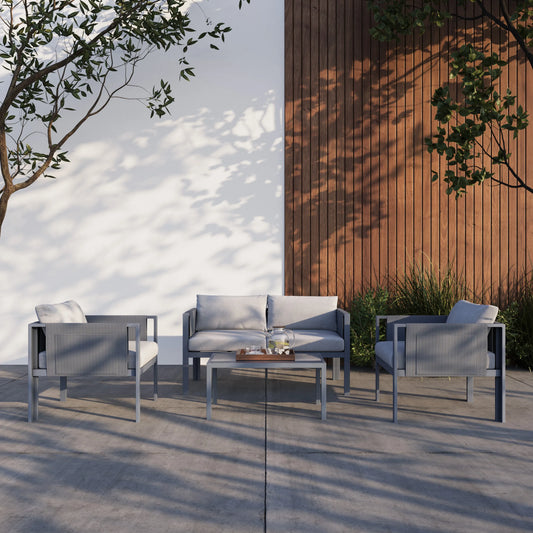 Deko Living 4 Piece Seating Outdoor Gray Sofa and Table Set  - COP30014