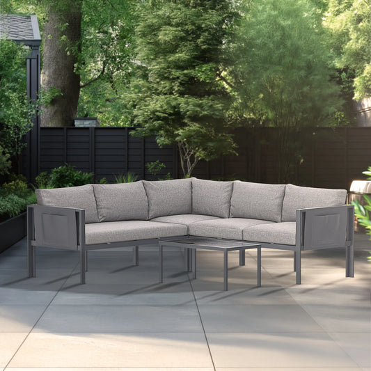 Deko Living 5 Piece Seating Outdoor Gray Sofa and Table Set  - COP30016