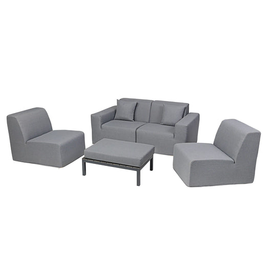 Deko Living 4 Piece Seating Gray Outdoor Compressed Foam Sectional Sofas and Ottoman Set  - COP30017