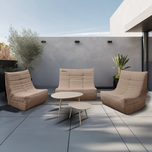 Deko Living 5 Piece Brown Outdoor Compressed Foam Loveseat Sofa Chairs and Table Set  - COP30119