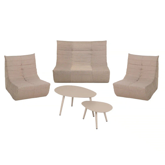 Deko Living 5 Piece Brown Outdoor Compressed Foam Loveseat Sofa Chairs and Table Set  - COP30119