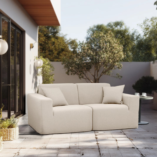 Deko Living 2 Piece Seating Beige Outdoor Compressed Foam Sectional Sofas  - COP30217SET