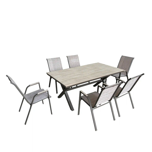 Deko Living 7 Piece Brown Outdoor Dining Chairs and Table Set  - COP30702BWN