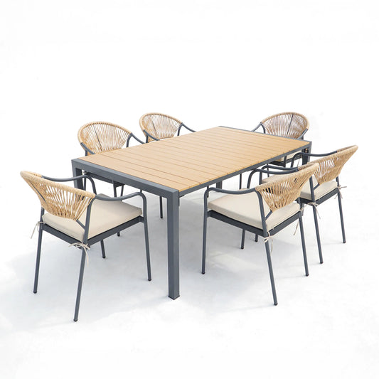 Deko Living 6 Piece Seating Yellow Outdoor Patio Dining Chairs and Table Set  - COP30703
