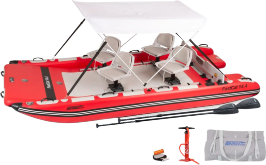 Sea Eagle FASTCAT14K_SWC Catamaran Inflatable Boat Swivel Seat Canopy Package New - FASTCAT14K_SWC