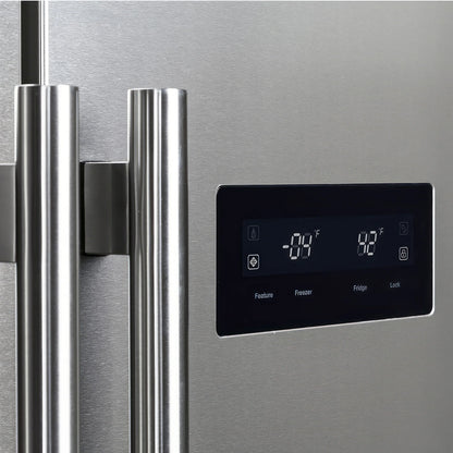 FORNO 33-Inch Side-by-Side Refrigerator, 15.6 cu.ft, in Stainless Steel  - FFRBI1805-33SB