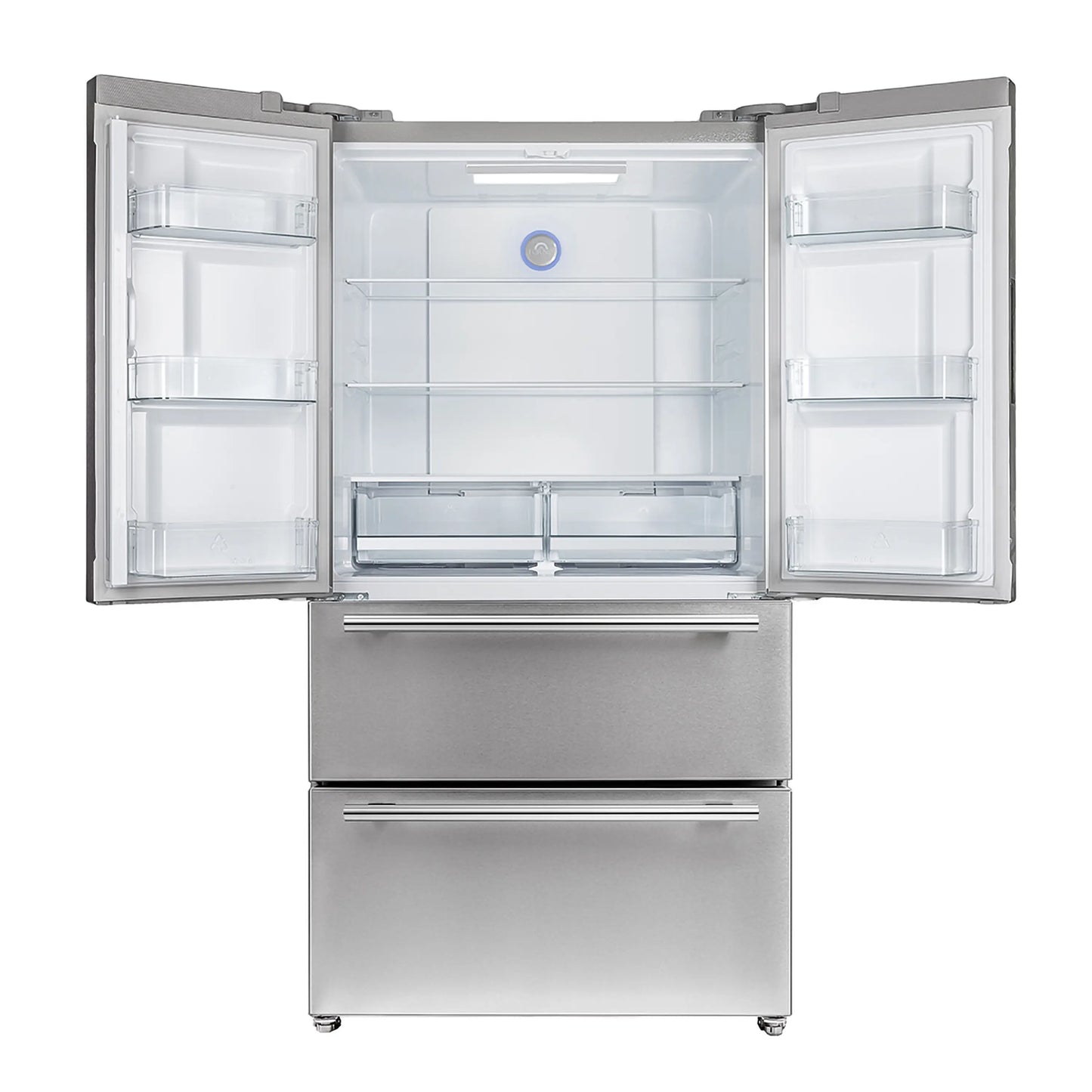 Forno 36-Inch Moena French Door Refrigerator - 19 cu.ft with Double Freezer Drawer and Ice Maker FFRBI1820-36SB -