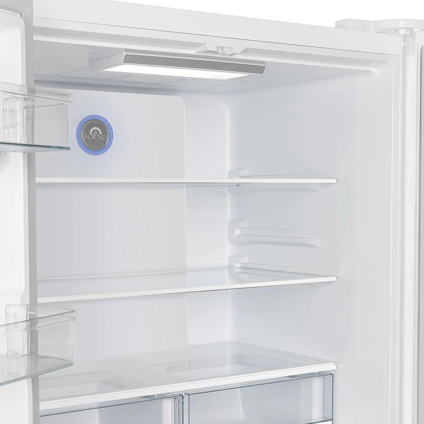 Forno Espresso Moena 36-inch 19.2 Cu.ft French Door Refrigerator in White with Antique Brass Handle  - FFRBI1820-36WHT