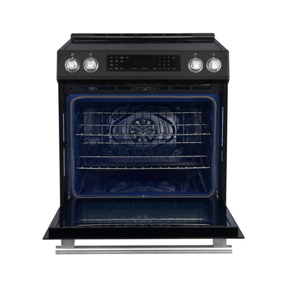 Forno 5-Piece Appliance Package - 30-Inch Induction Range, Under Cabinet Range Hood, Refrigerator, Dishwasher, and 30-Inch Microwave Oven in Black with Antique Brass Trim - APR5-905-30BLK-MWO30