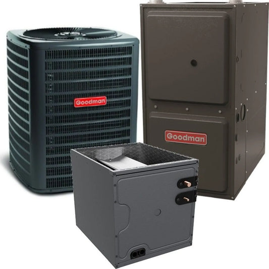 Goodman - 3 Ton/80,000 BTU 80% AFUE Low NOx Gas Furnace and Air Conditioner System - Downflow - 14.5 SEER2 - R32 - GLXS4BA3610 / CAPTA4230C3 / GD9T800805CX