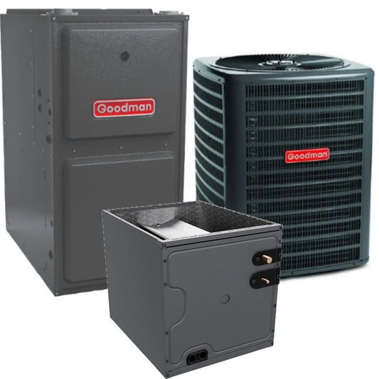 Goodman - 2.5 Ton/80,000 BTU 92% AFUE Gas Furnace and Air Conditioner System - Upflow - 14.5 SEER2 - R32 - GLXS4BA3010 / CAPTA3026B3 / GR9S920803BN