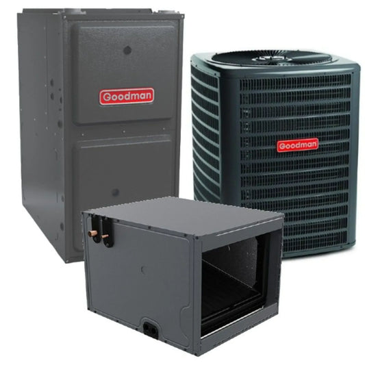 Goodman - 1.5 Ton/80,000 BTU 96% AFUE Gas Furnace and Air Conditioner System - Horizontal - 14.5 SEER2 - R32 - CHPTA1822B3