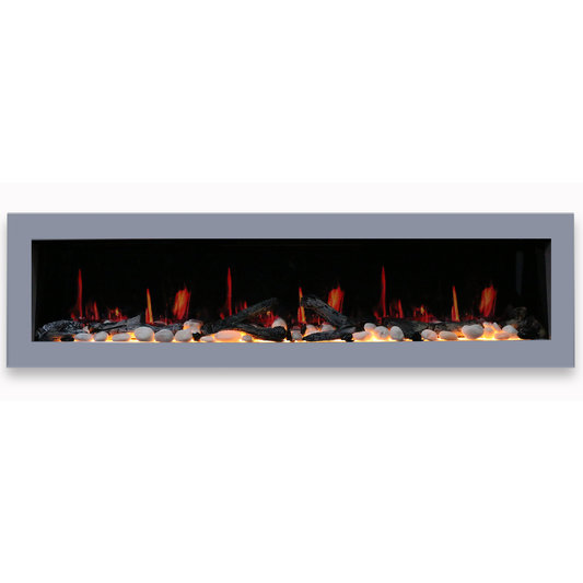 Litedeer Homes Gloria II 68" Smart Electric Fireplace with App Driftwood Log & River Rock - Silver