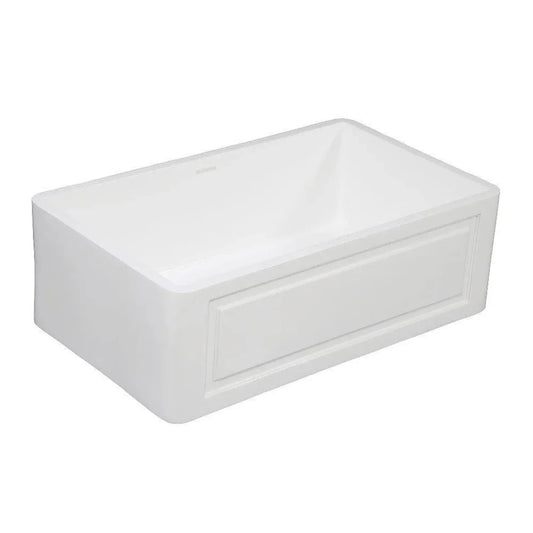 Kingston Brass 33 in. Solid Surface Matte Stone Apron Front Farmhouse Single Bowl Kitchen Sink in Matte White - GKFA331810LD