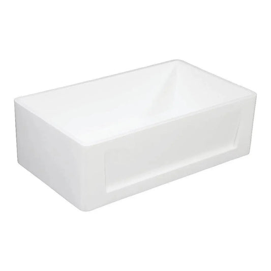 Kingston Brass 30 in. Solid Surface Matte Stone Apron Front Farmhouse Single Bowl Kitchen Sink in Matte White - GKFA301810SQ