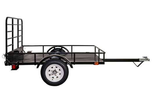 DK2 MMT4X6O Single Axle Open Rail Utility Trailer 4 ft. x 6 ft. 1295 lbs. Capacity Powder Coated Black New - MMT4X6O