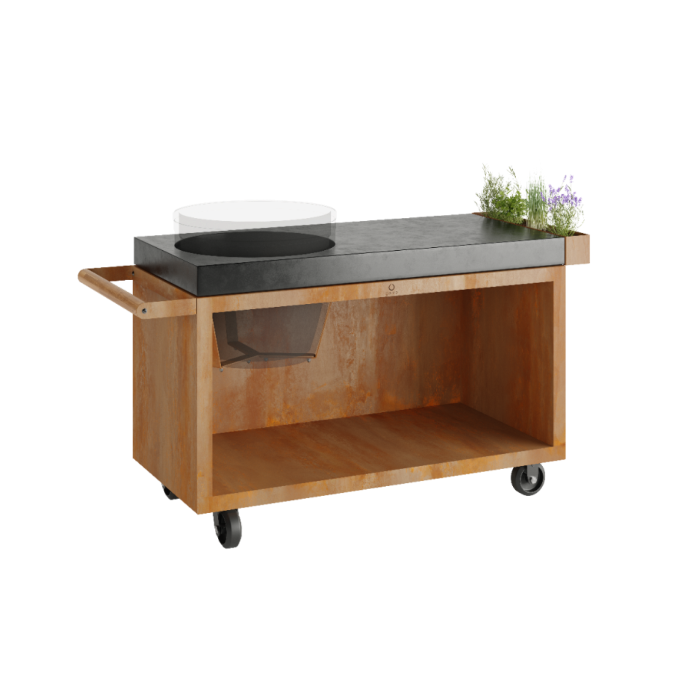 OFYR Kamado Table Corten 135 PRO Concrete BGE - O-K-T-135-PRO-TW-BGE