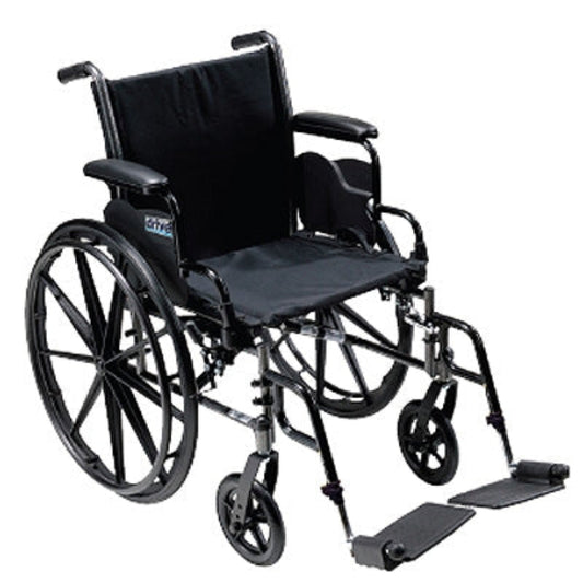 Patterson Medical - Lightweight Wheelchair Dual Axle Desk Length Arm Elevating Legrest Black Upholstery 20 Inch Seat Width Adult 350 lbs. Weight Capacity - 565467