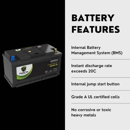 PowerTex 2015 BMW 435i xDrive Gran Coupe Car Battery BCI Group 49 / H8 Replacement Lithium LiFePO4 Automotive Battery - PTLG49-540
