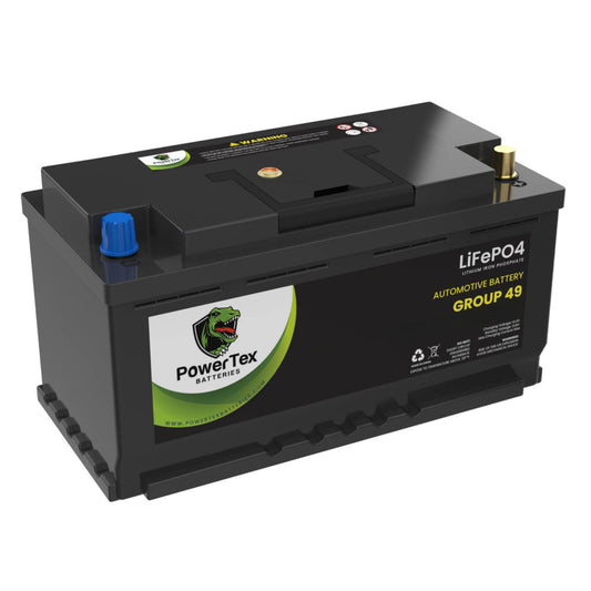 PowerTex 2021 Volkswagen Passat L4 2.0LReplacement Car Battery BCI Group 49 Lithium LiFePO4 Automotive Powertex Battery - PTLG49-06