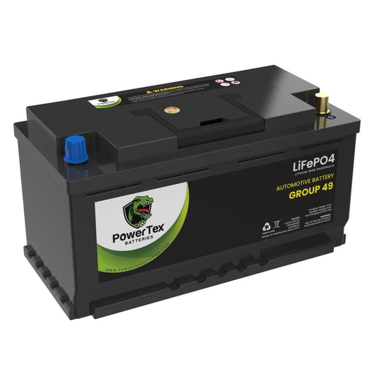 PowerTex 2024 BMW 330I L4 2.0LReplacement Car Battery BCI Group 49 Lithium LiFePO4 Automotive Powertex Battery - PTLG49-0181