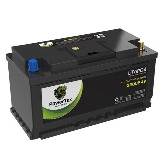 PowerTex 2022 Volvo XC90 L4 2.0LReplacement Car Battery BCI Group 49 Lithium LiFePO4 Automotive Powertex Battery - PTLG49-04